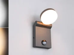 LED Außenwandleuchte ADOUR Höhe 19cm, Schwarz mit Bewegungsmelder