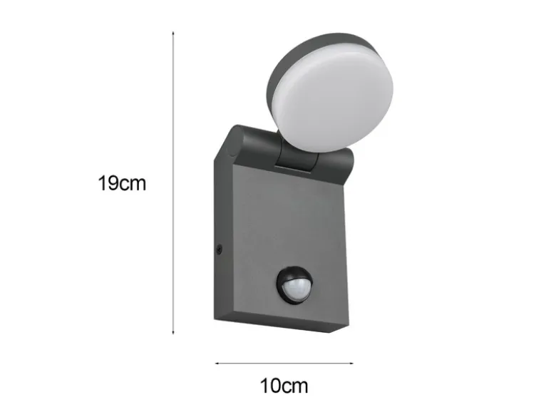 LED Außenwandleuchte ADOUR Höhe 19cm, Schwarz mit Bewegungsmelder