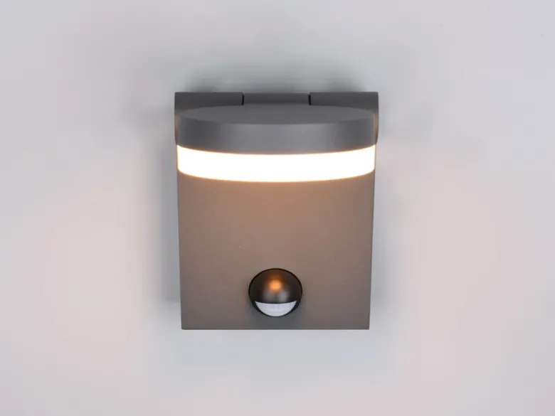 LED Außenwandleuchte ADOUR Höhe 19cm, Schwarz mit Bewegungsmelder