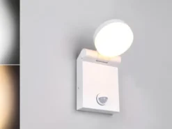 LED Außenwandleuchte ADOUR Höhe 19cm, Weiß mit Bewegungsmelder