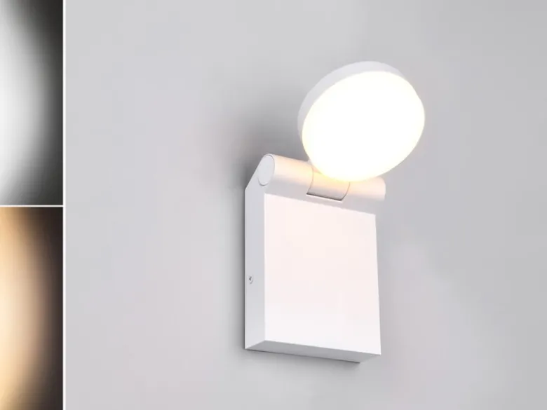 LED Außenwandleuchte ADOUR Leuchtenkopf einstellbar, Weiß Höhe 19cm