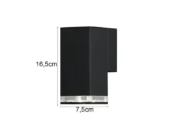 LED Außenwandleuchte ALU Down Light Schwarz Effektstreifen IP44, Höhe 16,5cm