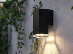 LED Außenwandleuchte ALU Down Light Schwarz Effektstreifen IP44, Höhe 16,5cm