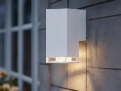LED Außenwandleuchte ALU Down Light Weiß Effektstreifen IP44, Höhe 16,5cm