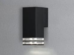 LED Außenwandleuchte ALU Down Light Schwarz Effektstreifen IP44, Höhe 19cm