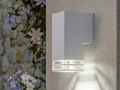 LED Außenwandleuchte ALU Down Light Weiß Effektstreifen IP44, Höhe 19cm