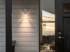 LED Außenwandleuchte ALU Down Light Weiß Effektstreifen IP44, Höhe 19cm