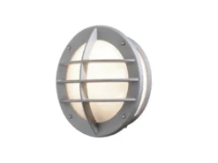 LED Außenwandleuchte Aluminium Silbergrau & Acrylglas Weiß, Ø 31cm