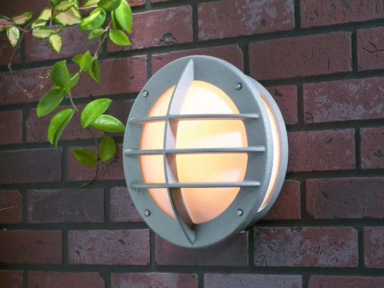 LED Außenwandleuchte Aluminium Silbergrau & Acrylglas Weiß, Ø 31cm