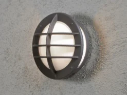 LED Außenwandleuchte Aluminium Schwarz & Acrylglas Weiß, Ø 31cm
