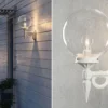 LED Außenwandleuchte Aluminium Weiß mit Glaskugel, Höhe 44cm