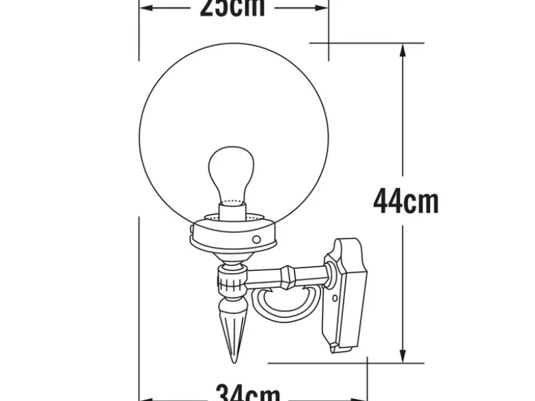 LED Außenwandleuchte Aluminium Weiß mit Glaskugel, Höhe 44cm