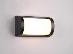LED Außenwandleuchte Aluminium Schwarz & Acrylglas Weiß, Höhe 27cm