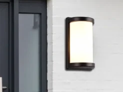 LED Außenwandleuchte Aluminium Schwarz & Acrylglas Weiß, Höhe 27cm