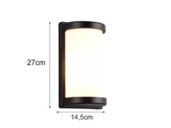 LED Außenwandleuchte Aluminium Schwarz & Acrylglas Weiß, Höhe 27cm