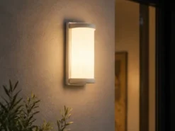 LED Außenwandleuchte Aluminium & Acrylglas Weiß, Höhe 27cm