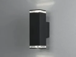 LED Außenwandleuchte ALU Up and Down Schwarz Effektstreifen IP44, Höhe 23,5cm