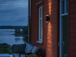 LED Außenwandleuchte ALU Up and Down Schwarz Effektstreifen IP44, Höhe 23,5cm