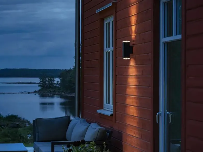 LED Außenwandleuchte ALU Up and Down Schwarz Effektstreifen IP44, Höhe 23,5cm