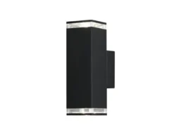 LED Außenwandleuchte ALU Up and Down Schwarz Effektstreifen IP44, Höhe 23,5cm