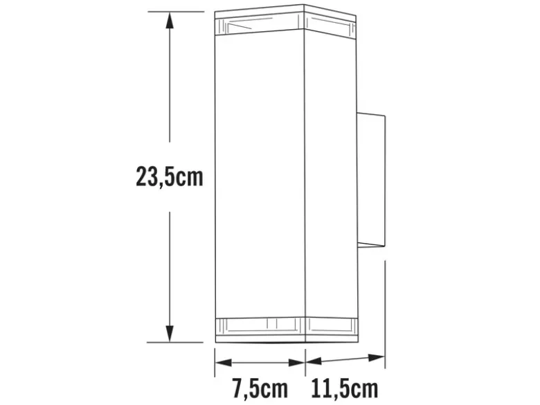 LED Außenwandleuchte ALU Up and Down Schwarz Effektstreifen IP44, Höhe 23,5cm