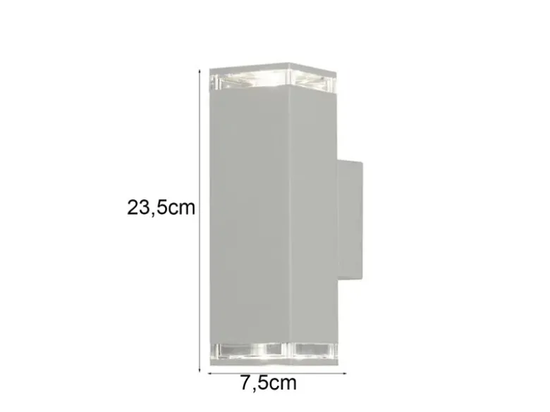 LED Außenwandleuchte ALU Up and Down Weiß Effektstreifen IP44, Höhe 23,5cm