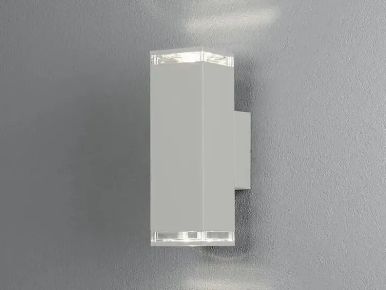 LED Außenwandleuchte ALU Up and Down Weiß Effektstreifen IP44, Höhe 23,5cm