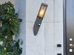LED Außenwandleuchte Anthrazit & Rauchfarben mit Bewegungsmelder, Höhe 41cm