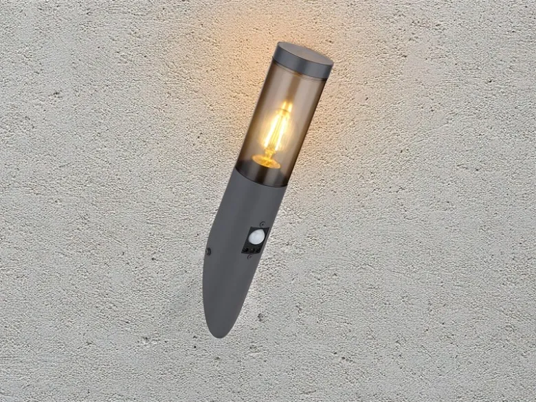 LED Außenwandleuchte Anthrazit & Rauchfarben mit Bewegungsmelder, Höhe 41cm