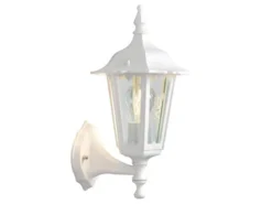LED Außenwandleuchte antike Laterne stehend aus Aluminium Weiß, Höhe 36cm