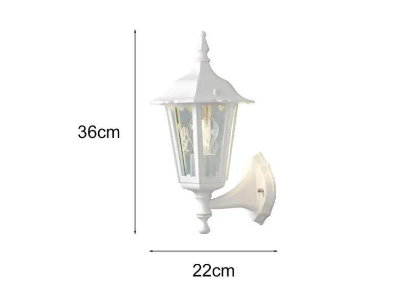 LED Außenwandleuchte antike Laterne stehend aus Aluminium Weiß, Höhe 36cm