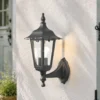 LED Außenwandleuchte antike Laterne stehend aus Aluminium Schwarz, Höhe 36cm