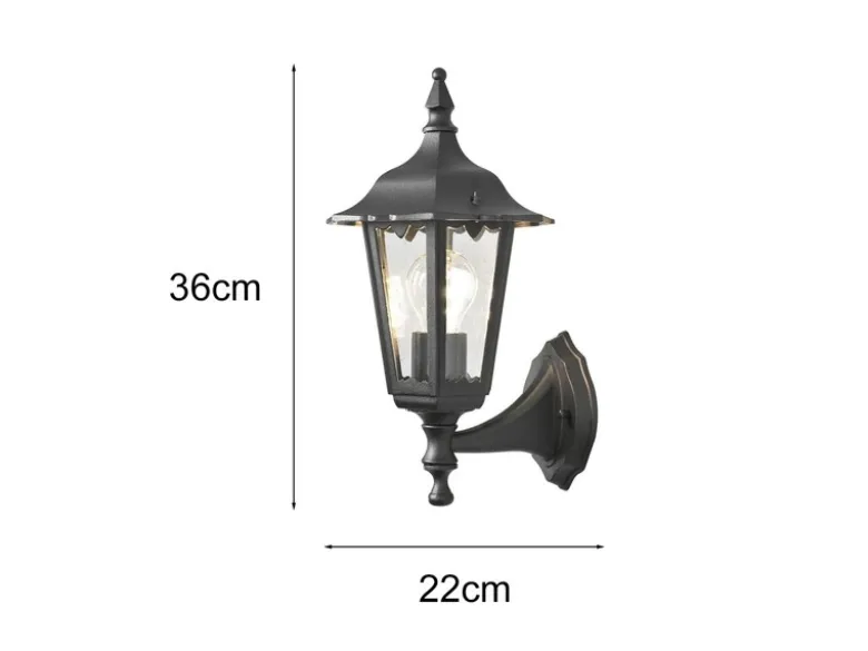 LED Außenwandleuchte antike Laterne stehend aus Aluminium Schwarz, Höhe 36cm
