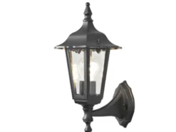 LED Außenwandleuchte antike Laterne stehend aus Aluminium Schwarz, Höhe 36cm