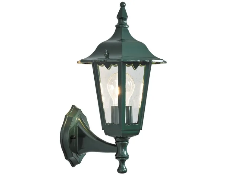 LED Außenwandleuchte antike Laterne stehend aus Aluminium Grün, Höhe 36cm
