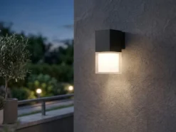 LED Außenwandleuchte aus Aluminium in Schwarz Downlight, Höhe 20cm
