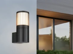 LED Außenwandleuchte aus Aluminium in Anthrazit, Höhe 20cm