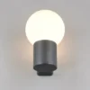 LED Außenwandleuchte aus Aluminium in Anthrazit mit Glaskugel, Höhe 28cm