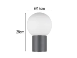 LED Außenwandleuchte aus Aluminium in Anthrazit mit Glaskugel, Höhe 28cm