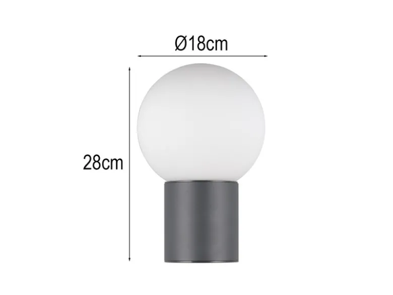 LED Außenwandleuchte aus Aluminium in Anthrazit mit Glaskugel, Höhe 28cm