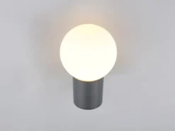 LED Außenwandleuchte aus Aluminium in Anthrazit mit Glaskugel, Höhe 28cm