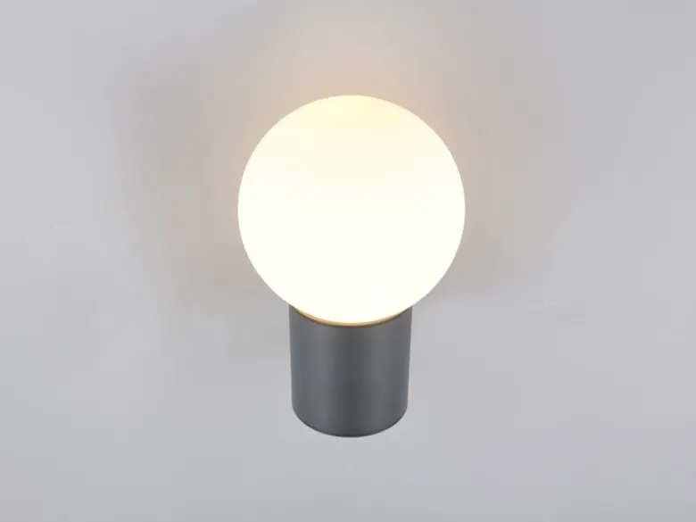 LED Außenwandleuchte aus Aluminium in Anthrazit mit Glaskugel, Höhe 28cm