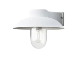 LED Außenwandleuchte aus Aluminium Weiß & Klarglas, Höhe 21cm