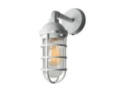 LED Außenwandleuchte aus Aluminium Weiß & Klarglas, Höhe 33cm