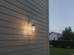 LED Außenwandleuchte aus Aluminium Weiß & Klarglas, Höhe 33cm