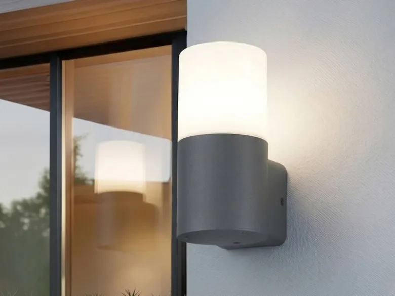 LED Außenwandleuchte aus Aluminium in Anthrazit E27, Höhe 17,5cm
