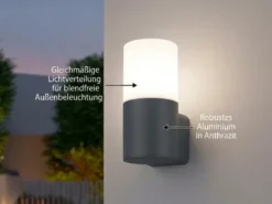 LED Außenwandleuchte aus Aluminium in Anthrazit E27, Höhe 17,5cm