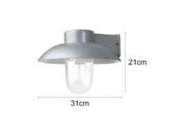 LED Außenwandleuchte aus Aluminium Silbergrau & Klarglas, Höhe 21cm