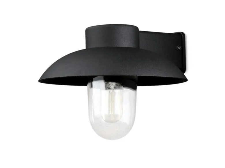 LED Außenwandleuchte aus Aluminium Schwarz & Klarglas, Höhe 21cm