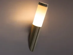 LED Außenwandleuchte aus Edelstahl in Silber, Höhe 39cm